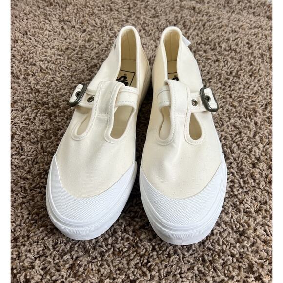 Vans Mary Jane T Strap Wimn’s 10 Canvas Cream Sneakers Men’s 8.5 - Picture 2 of 9